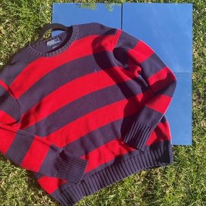 Polo By Ralph Lauren Striped Red & Blue Crewneck